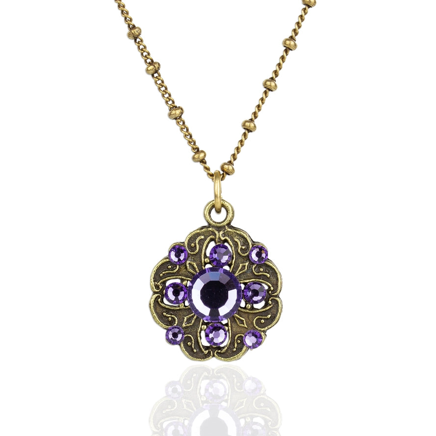 Filigree Purple Crystal Necklace