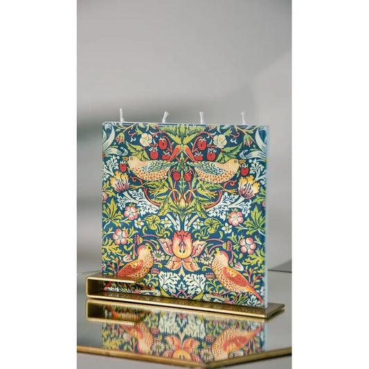 Flat Hand-Crafted 6" Square Candle - Strawberry Thieff