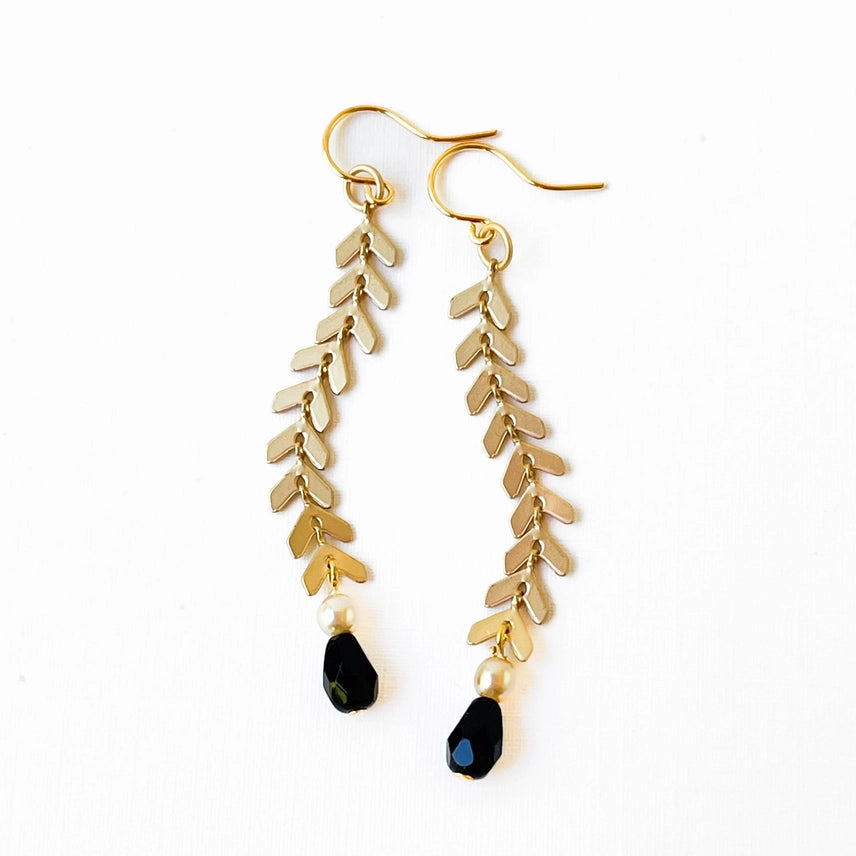 Long Gold Chevron Earrings
