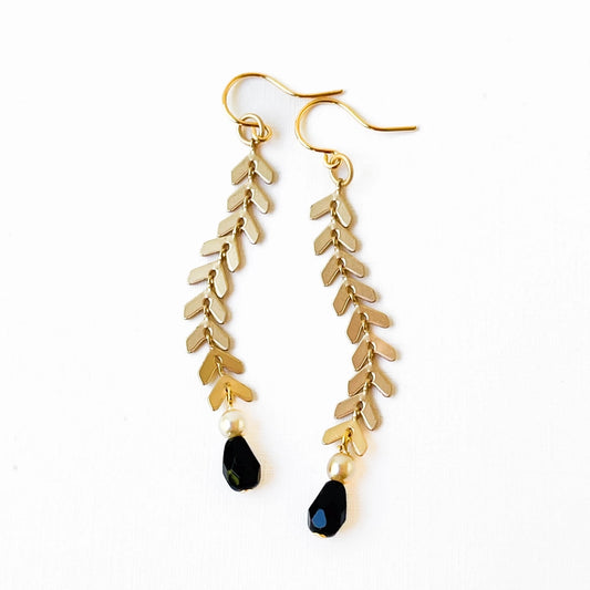 Long Gold Chevron Earrings
