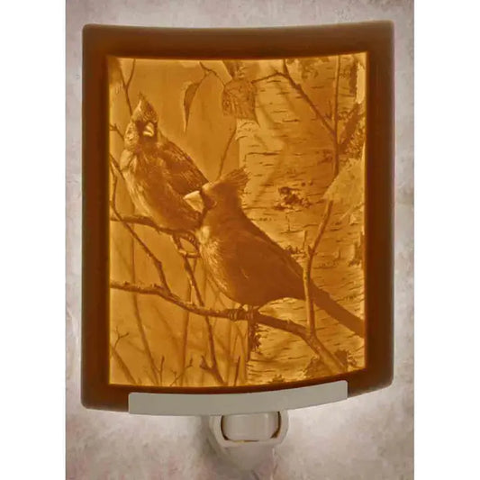 Cardinals Porcelain Lithophane Night Light