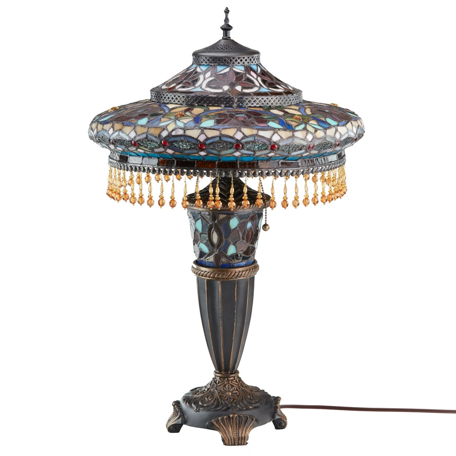 Parisian Antique Bell Shade Stained Glass Table Lamp