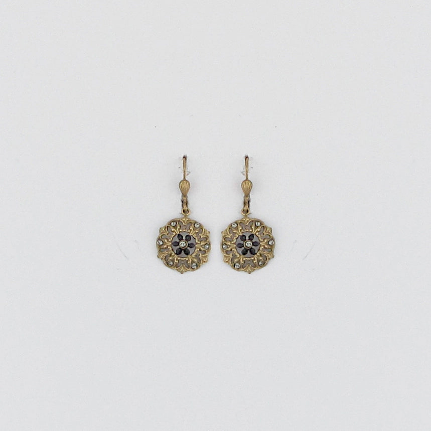 Black Flower Filigree Earrings