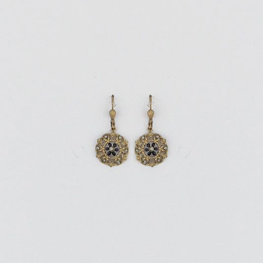 Black Flower Filigree Earrings