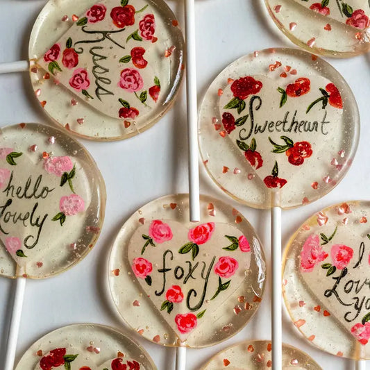 Wafer Paper Painted Hearts Lollipops