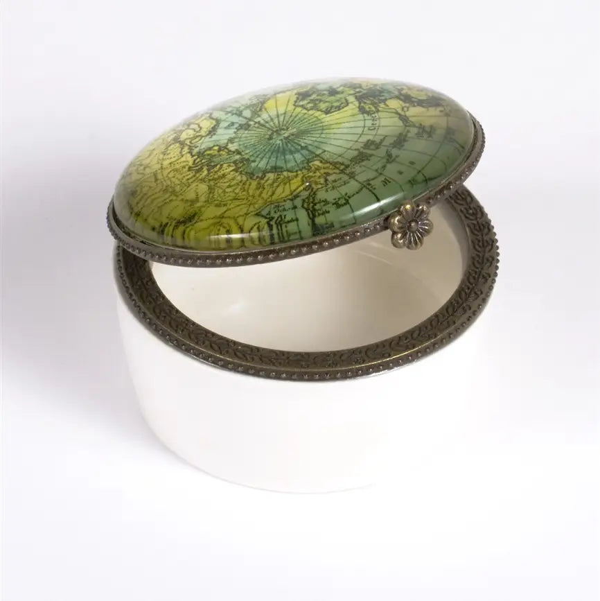 Vintage World Map Ceramic Keepsake Box