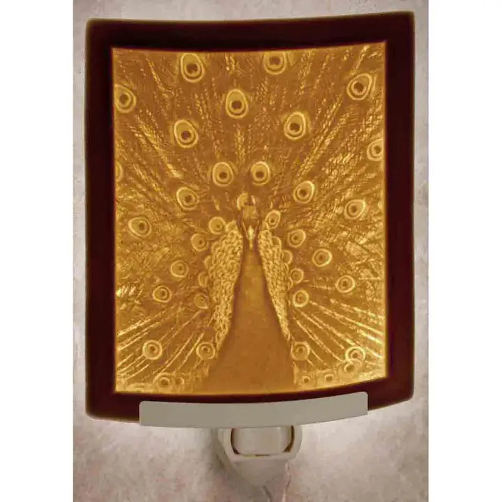 Peacock Porcelain Lithophane Night Light