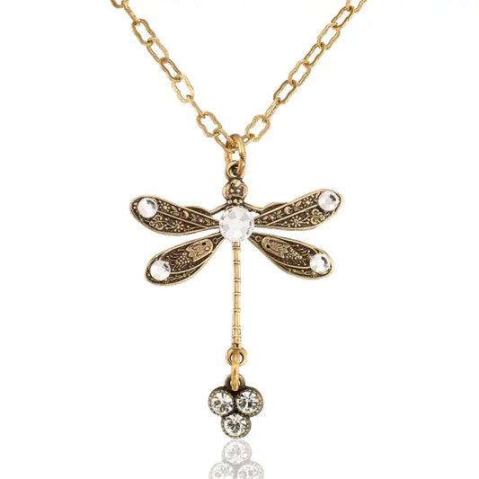 Crystal Drop Dragonfly Pendant Necklace