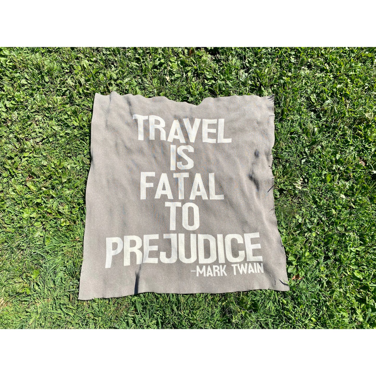 “Travel is Fatal to Prejudice” Throw Blanket