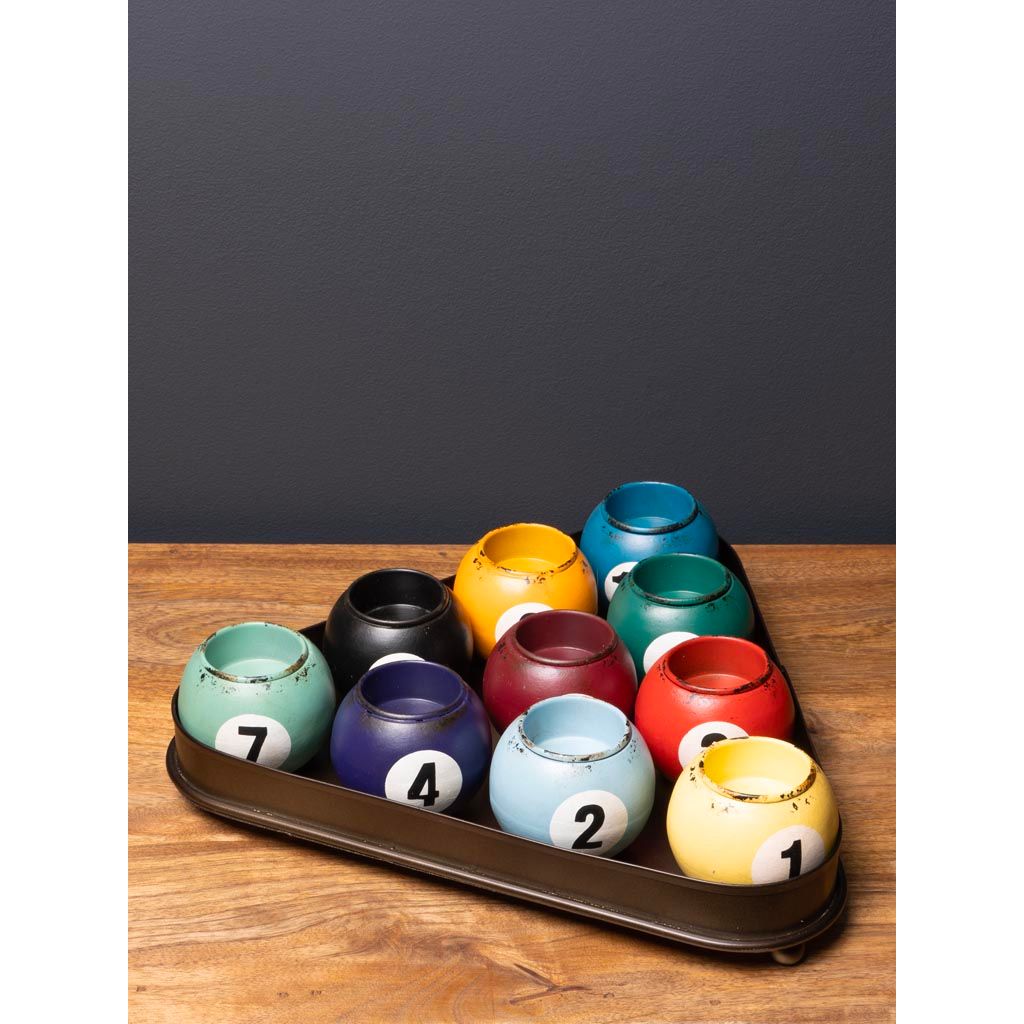 Billiards Tea Lights with Triangle Base