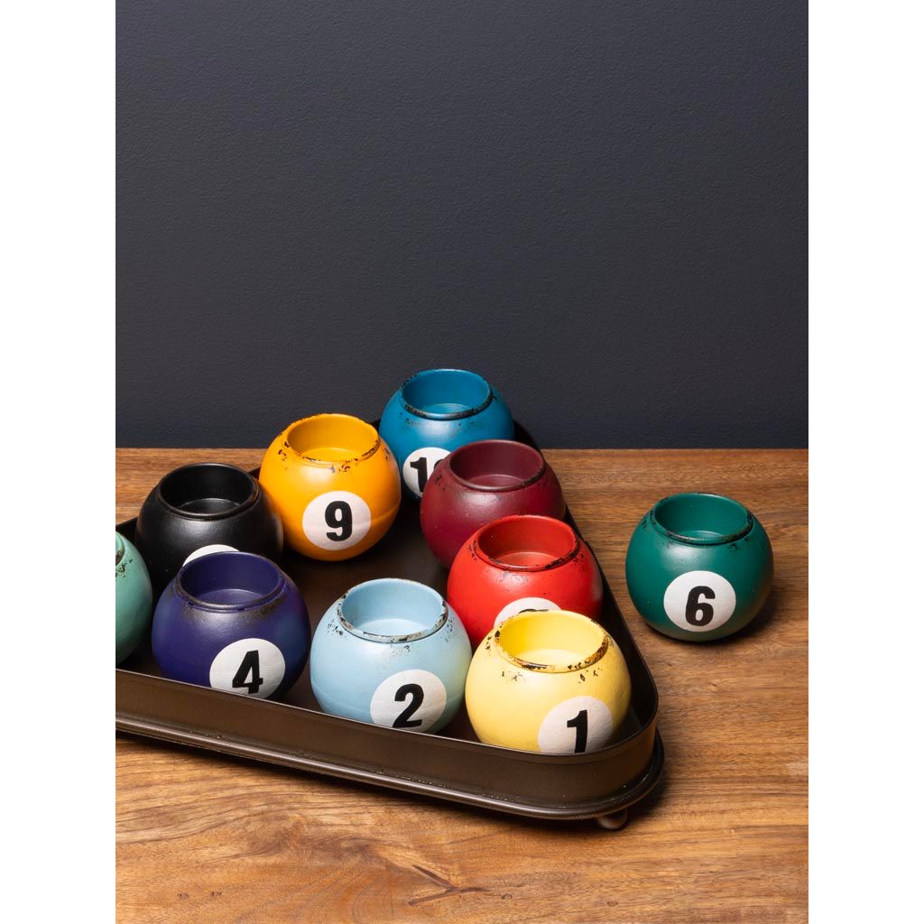 Billiards Tea Lights with Triangle Base