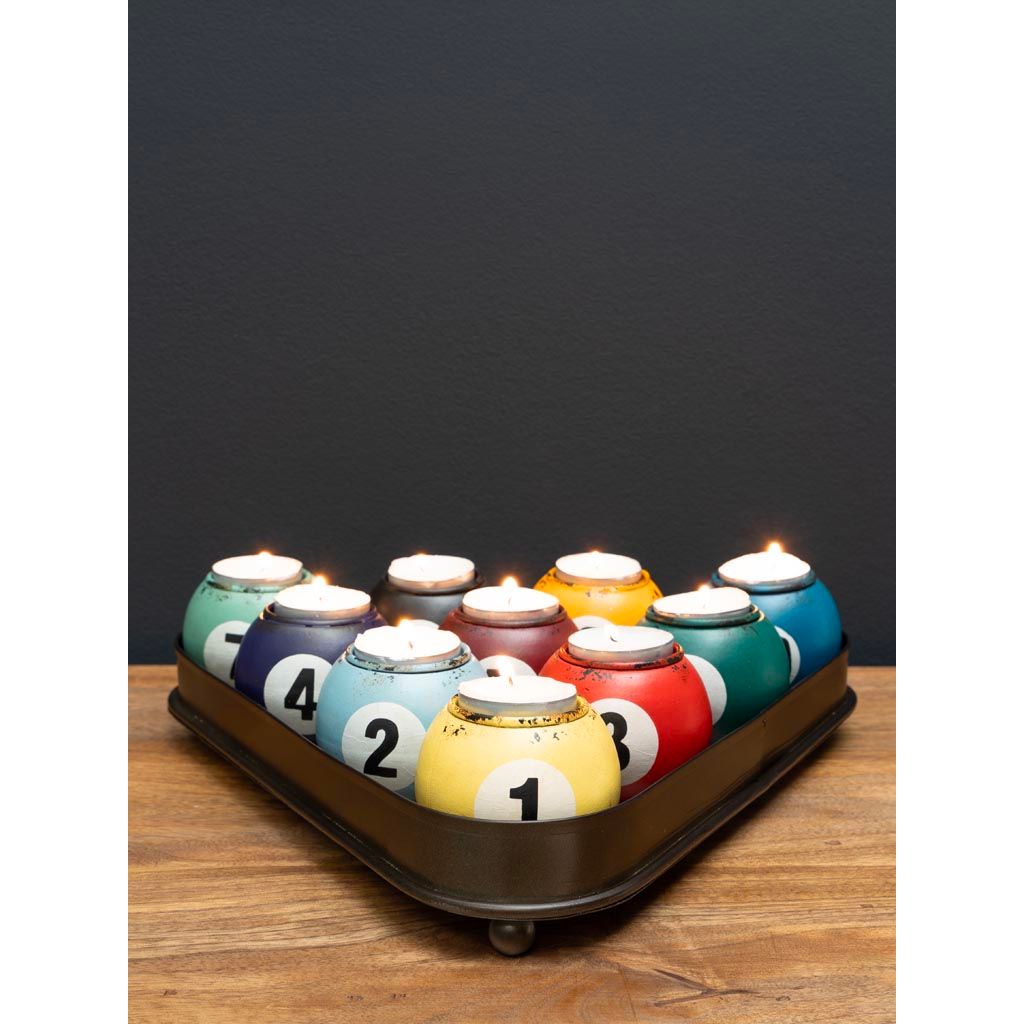 Billiards Tea Lights with Triangle Base