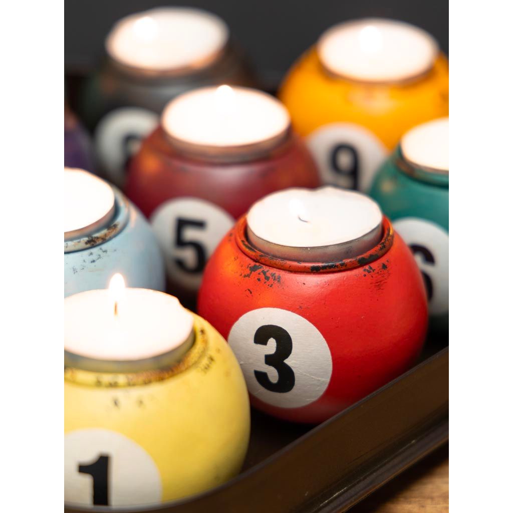 Billiards Tea Lights with Triangle Base