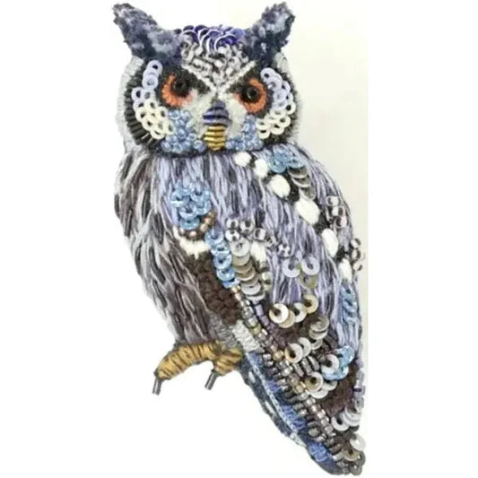 Southern White Faced Owl Brooch Pin