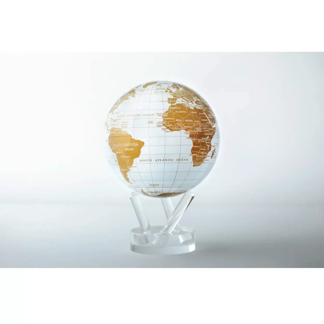 White and Gold MOVA Globe with Acrylic Base